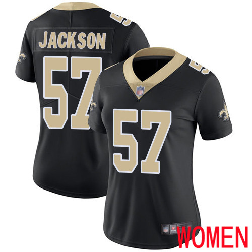 New Orleans Saints Limited Black Women Rickey Jackson Home Jersey NFL Football #57 Vapor Untouchable Jersey->nfl t-shirts->Sports Accessory
